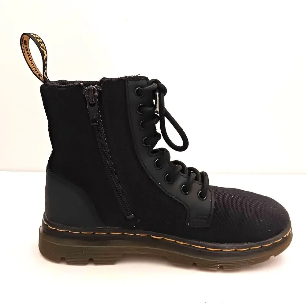 Dr Martens Combs Air Wair Combat Boot Blk Tough Poly Kids US 13 Lace Up Side Zip